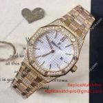 Swiss Audemars Piguet Royal Oak Diamond Price -  All Diamond Gold White Face Watch 37mm